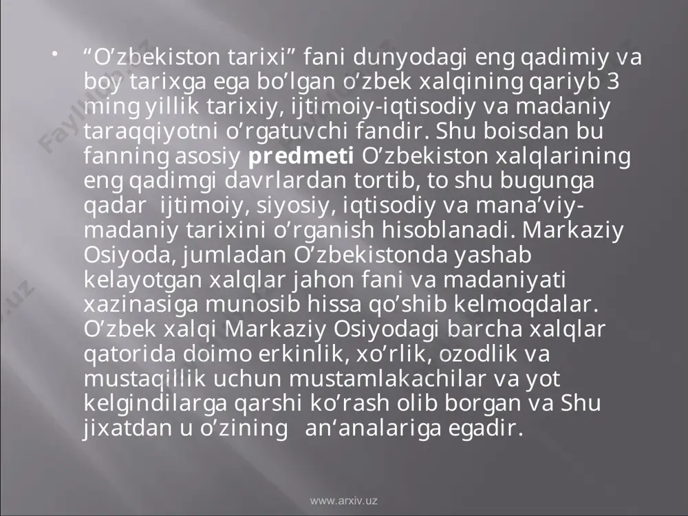 o'zbekiston tarixining fan sifatidagi o’rni - Page 5