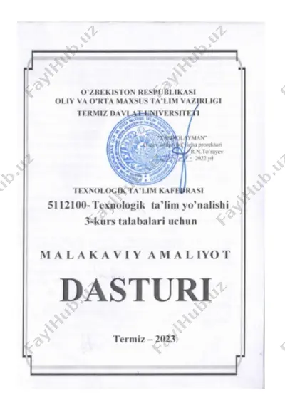 malakaviy amaliyotning maqsadi va vazifalari — DOC