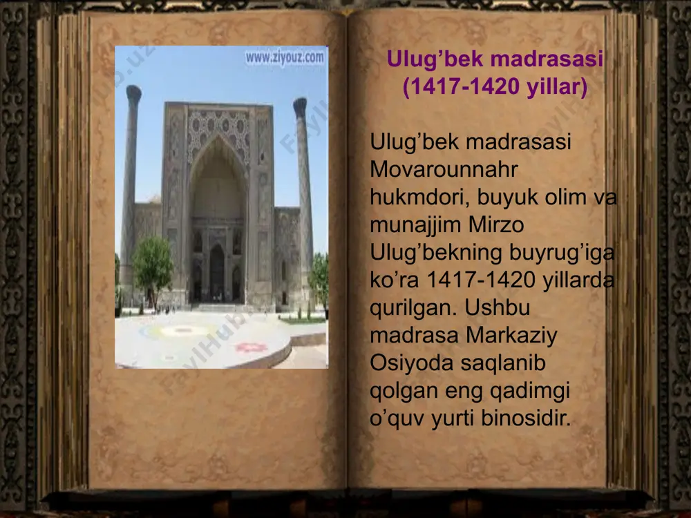 уларнинг саъйи ҳаракатлари билан катта мадраса (қутлуғ мурод иноқ мадрасаси 1812 й.) ва катта гумбазли мақбара (паҳлавон маҳмуд мақбараси 1810-1825) барпо этилди- деб ёзади. image2.png image3.png image4.png image5.png image6.png image7.png image8.png image9.png image10.png image11.png image12.png image13.jpeg image14.jpeg image15.jpeg image16.png image17.jpeg image18.jpeg image19.png image20.png image21.png image22.png image23.jpeg image24.png image25.png image26.jpeg image27.jpeg image28.jpeg image29.png image30.png image31.png image1.jpeg