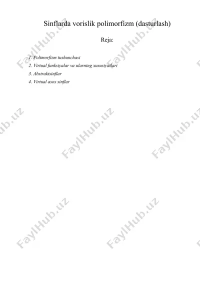 sinflarda vorislik polimorfizm (dasturlash) — DOC