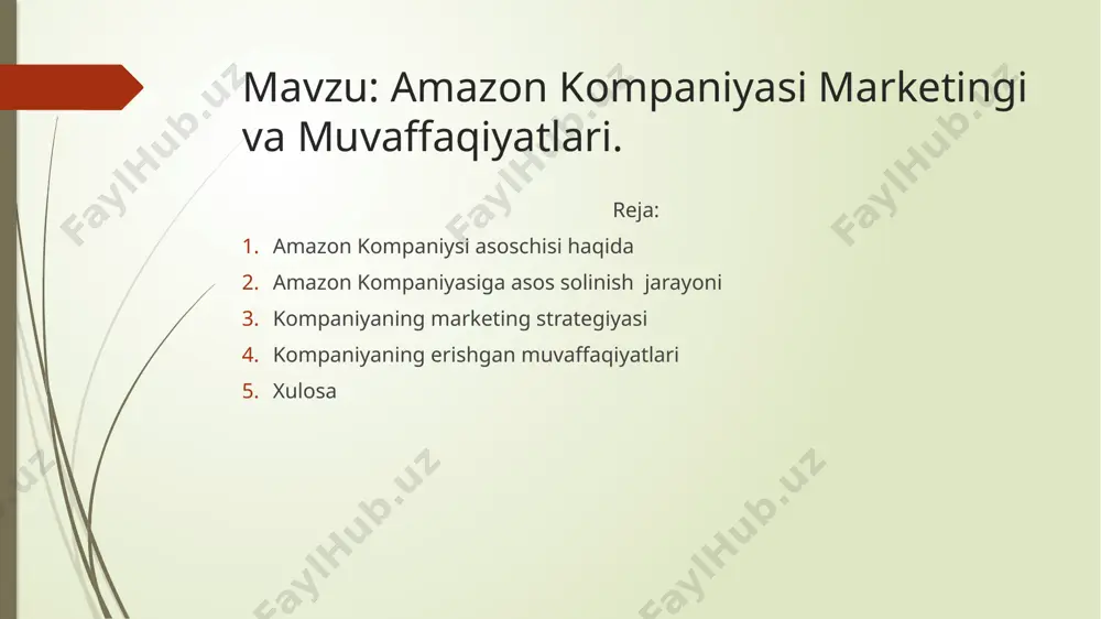 . uni amalga oshirishda esa odatdagi to‘siqlar yuzaga keldi: cheklangan budjet, bozorni yaxshi tushunmaslik va sarmoyadorlarning yo‘qligi. birinchi haftadayoq bankrotlikka uchramaslik uchun bezos ishni oddiy usulda boshlashga qaror qildi. internet orqali yaxshi sotilishi lozim bo‘lgan tovarlarni 20 guruhga bo‘lib chiqdi. unga kompyuter dasturlari, filmlar, musiqalar, ofis anjomlari va boshqa mahsulotlar kirardi.ammo birlamchi mahsulot sifatida kitoblar yaxshi sotilgan – ular yengil va yetkazib berish oson. axir uni kim sotib olayotganining ahamiyati yo‘q, buning ustiga internetdagi tanlov oddiy kitob do‘konidagiga nisbatan ko‘proq edi.jyeff bezos kompaniya faoliyatini o‘zining garajida boshlagan. u kitoblarni o‘zining sayti orqali sotar va faoliyatini kengaytirishni o‘ylardi.jyeff kitob mutolaa qilishni yaxshi ko‘rar va o‘sha paytda yaxshi kitob topish oson emasligini yaxshi bilardi. shu sababdan intenet do‘konini aynan kitoblarni tezroq topishga va yaxshi kitoblar tavsiya qilishga yo‘naltirgan edi. yoshligidan mijoz psixologiyasi bilan ishlashga qiziqqan bezos amazon orqali kitob sotib olayotgan insonlarga pochtasi orqali kitob bilan birga: “yana nimalarni onlayn sotib olishni …