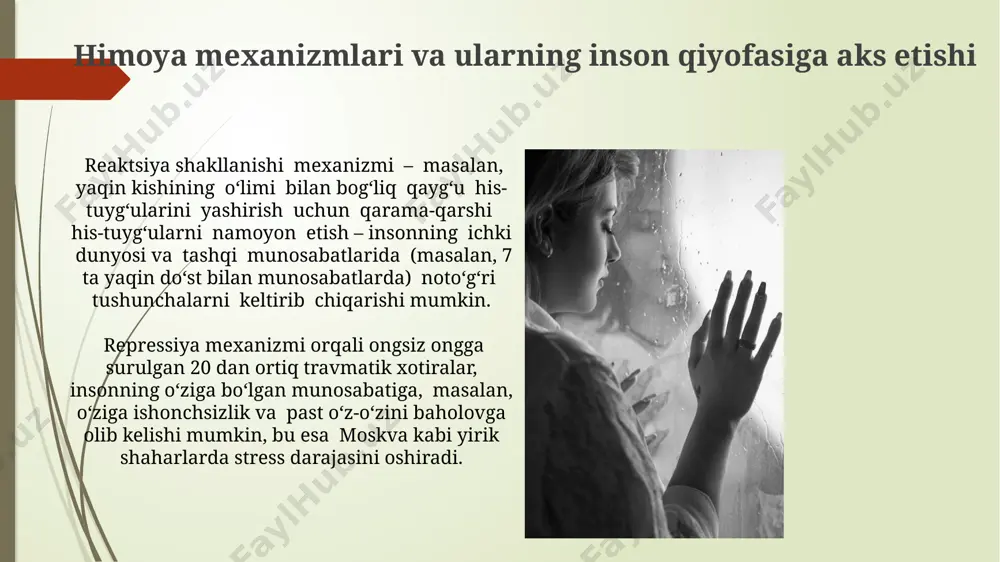 sixodinamik yondashuvdan farqli ravishda, zamonaviy psixologik maktablar insonni murakkab, doimiy ravishda rivojlanuvchi tizim sifatida ko'rib chiqadi. postmodern psixologik yondashuvlar, masalan, 1980-yillardan keyingi davrda fransiyada paydo bo'lgan dekonstruksiya usullari, insonni belgilangan shaxs sifatida emas, balki o'zgarib turuvchi va ko'p qirrali mavjudot sifatida qarashadi. e'tiboringiz uchun rahmat @taqdimot_robot image1.jpg image2.jpg image3.jpg image4.jpg image5.jpg image6.jpg image7.jpg image8.jpg image9.jpg image10.jpg image11.jpg image12.jpg