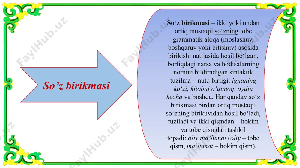 o‘z birikmalari o‘rtasida ko‘p jihatdan o‘xshashliklar mavjud. bu o‘xshashliklar asosan quyidagilardan iboratdir: tilning asosini so‘zlar tashkil etadi. lekin har bir so‘z konkret bir ma’no ifodalagani bilan hali u tugal emas. so‘zlar bir-birlari bilan munosabatga kirishib, gap bo‘lgandagina tugal ma’no ifodalaydilar va nutq shakliga kiradi. lekin so‘zlar gap tarkibida xuddi munchoqni ipga tergani kabi birikmaydilar, ular gruppalashadi, so‘z birikmalari deb ataluvchi ma’lum qurilish xarakteriga ega bo‘lgan so‘z gruppalari o‘zaro birikadi. xullas, so‘zlar gap ichidagina yashaydilar va shundagina katta ahamiyatga ega bo‘ladilar. bu jihatdan so‘z birikmalari ham so‘zlarga juda yaqin turadi. ular ham nutqda, gapda yashaydilar. so‘zlar turlanadilar, tuslanadilar, o‘z formalarini o‘zgartiradilar. so‘zlarga xos bo‘lgan bu xususiyat so‘z birikmalarida ham saqlanadi. so‘z birikmalarining bosh so‘zi so‘z birikmasi tarkibida ham turlanish, tuslanish, forma o‘zgartirish xususiyatini saqlaydi. xulosa qilib aytganda, o‘zbek tilshunosligida so‘z birikmasi tuzilish strukturasiga ko‘ra, grammatik munosabatga kirishishiga ko‘ra, ba’zi shakllarda so‘zga, ba’zi o‘rinlarda gapga tenglanishiga ko‘ra murakkab tuzilma hisoblanadi. ular uchun …