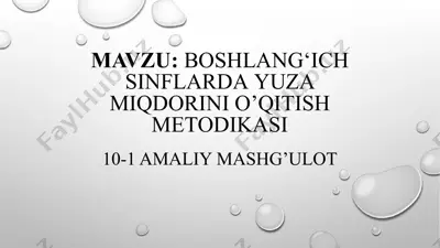 boshlang‘ich sinflarda yuza miqdorini o’qitish metodikasi — PPTX