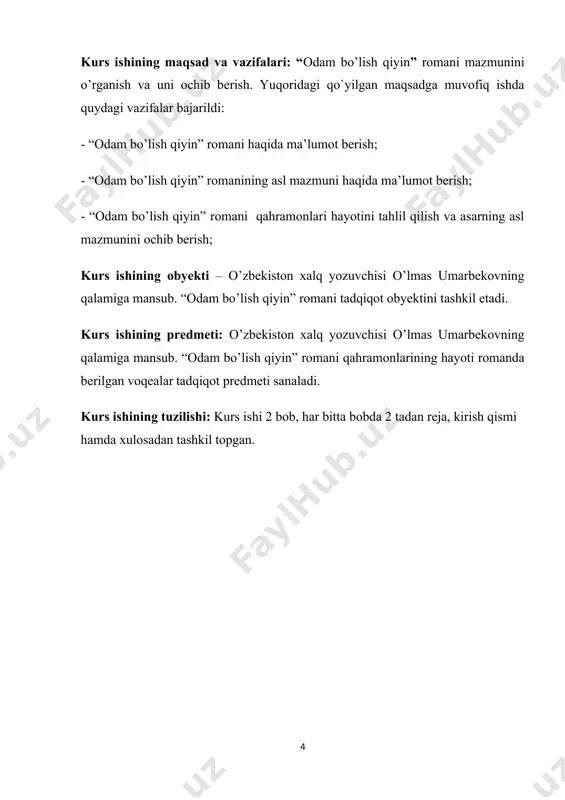 oqiy go‘zalligini tasvirlashga, insonning jamiyat va tabiat oldidagi burchini, mas’uliyatini ko‘rsatishga alohida e’tibor bergan. «bolgar qo‘shiqlari» (1972) turkum hikoyalari ham ixchamligi, dramatizmga boyligi, she’riy-ritmik xususiyatlari bilan ajralib turadi. o‘lmas umarbekovning «sevgilim — sevgilim» (1963), «kimning tashvishi yo‘q» (1965), «urush farzandi» (1972), «yoz yomg‘iri» (1973), «oq qaldirg‘och» (1974) va b. qissalari janriy rang-barangligi, qahramonlar ruhiy olamining teranligi, badiiy tasvir usullarining takrorlanmasligi bilan diqqatga sazovor. «odam bo‘lish qiyin» (1970) va «fotima va zuhra» (1994) romanlarida yoshlar, kishilarning xulq-atvorida ko‘ringan salbiy jihatlarni tasvirlash orkali sovet davri ma’naviyatidagi kamchiliklar haqqoniy ochib berilgan. o‘lmas umarbekov ijodida dramaturgiya muhim o‘rinni egallaydi. 70-yillarda o‘z iste’dodini teatr san’ati sohasida sinab, «oqar suvlar» (1971), «sud», «yoshlik dengizi» (1972), «komissiya» (1974) singari pesalarni yozgan. u 80 yillarda «o‘z arizasiga ko‘ra», «kuzning birinchi kuni», «qiyomat qarz», «assalom, quyosh» singari yetuk sahna asarlarini yaratdi. ayniqsa, mashhur teatr artisti sh.burhonov ijrosidagi sulaymon ota obrazi tufayli o‘lmas umarbekov pesasi asosida sahnalashtirilgan «qiyomat qarz» spektakli …
