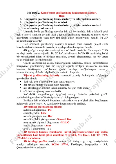 kompyuter grafikasining fundamental asoslari — DOC