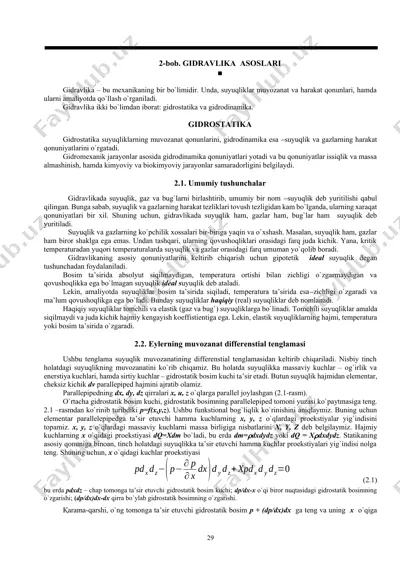 gidravlika asoslari — DOCX
