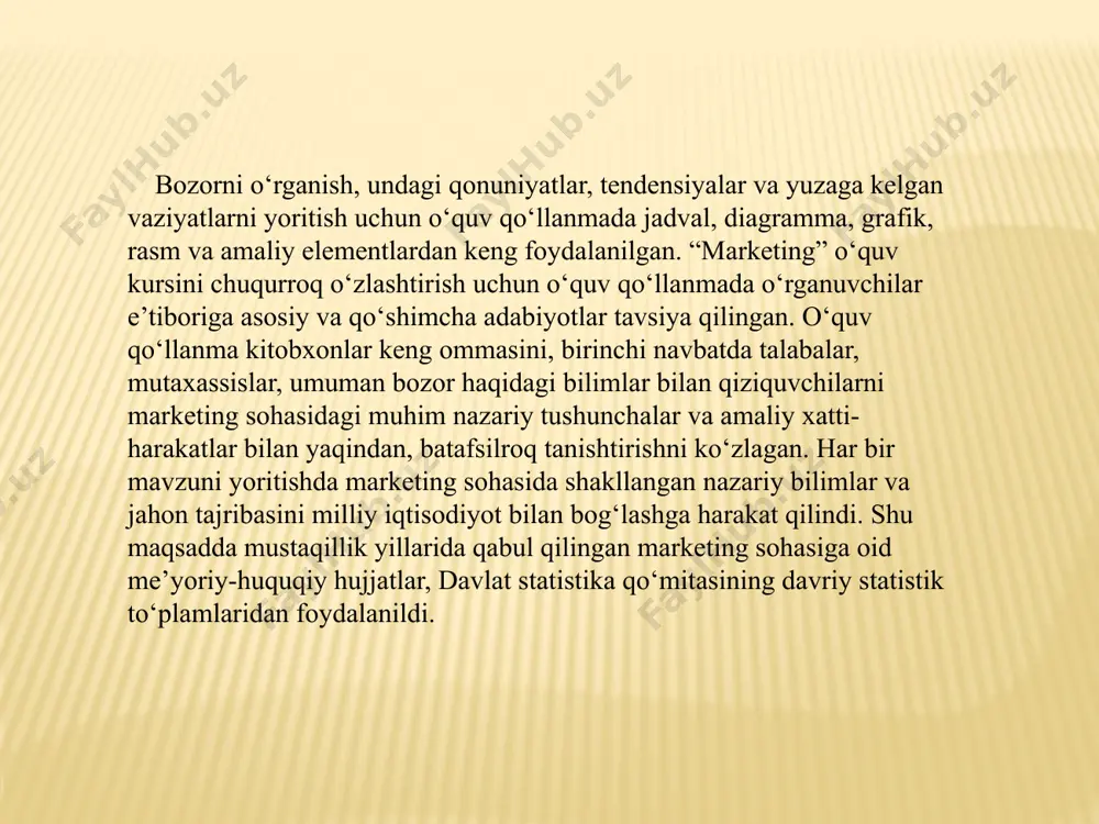 mati va narxi o'rtasidagi munosabat (shuningdek, boshqa omillar) matematik tarzda, talab va talabning egri chizig'i funktsiyasi sifatida ifodalanishi mumkin (grafik talqin). talab funktsiyasi- talab kattaligining unga ta'sir etuvchi turli omillarga bog'liqlik qonuni. - ma'lum bir mahsulotga bo'lgan talab miqdorining uning narxiga bog'liqligini grafik ifodasi. talabga ta'sir qiluvchi omillar 1. talabning narx omili- ushbu mahsulotning narxi; 2. talabning narx bo'lmagan omillari: o'zaro bog'liq tovarlar (o'rnini bosuvchi, to'ldiruvchi) mavjudligi; xaridorlarning daromad darajasi (ularning to'lov qobiliyati); ma'lum bir mintaqadagi xaridorlar soni; xaridorlarning didi va afzalliklari; mijozlar kutishlari (narxlarning oshishi, kelajakdagi ehtiyojlar va boshqalar); boshqa omillar. talab qonuni bozor mexanizmlarini tushunish uchun bozorning asosiy qonunlarini bilish juda muhim, ular talab va taklif qonunini o'z ichiga oladi. talab qonuni- mahsulot narxi oshganida unga bo'lgan talab pasayadi, boshqa omillar o'zgarmaydi va aksincha. matematik jihatdan talab qonuni talab miqdori va narx o‘rtasida teskari bog‘liqlik mavjudligini bildiradi. filistlar nuqtai nazaridan, talab qonuni butunlay mantiqiydir - mahsulot narxi qanchalik …