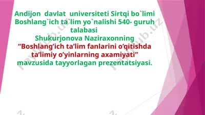 boshlang'ich ta'lim fanlari prezentatsiyasi — PPTX