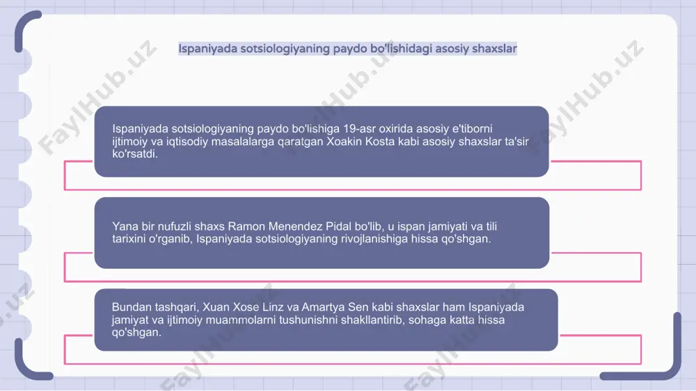 elgilab berdi. ispaniya turli ijtimoiy va siyosiy o'zgarishlarni boshdan kechirar ekan, sotsiologlar din va uning jamiyatga ta'siri bilan bog'liq mavzularni o'rganishni boshladilar. ispaniyada din sotsiologiyasi madaniy me'yorlar, qadriyatlar va ijtimoiy xulq-atvorni shakllantirishda dinning rolini o'rganishga qaratilgan. tadqiqotchilar diniy e'tiqodlar ispan jamiyatidagi ijtimoiy tuzilmalar, o'zaro ta'sirlar va o'ziga xosliklarga qanday ta'sir qilishini o'rganadilar. tadqiqotning asosiy yo'nalishlari din va siyosat o'rtasidagi munosabatlarni tahlil qilish, diniy xilma-xillik va uning ijtimoiy birdamlikka ta'sirini o'rganish va ispaniyadagi diniy amaliyotlar evolyutsiyasiga tarixiy voqealarning ta'sirini o'rganishni o'z ichiga oladi. ispan sotsiologiyasida gender tadqiqotlari ispaniyada sotsiologiyaning paydo bo'lishi ispaniya akademiyasida gender tadqiqotlarining rivojlanishida hal qiluvchi rol o'ynadi. olimlar genderning ijtimoiy tuzilmalarini va uning ispan jamiyatining turli jabhalariga ta'sirini o'rganishga kirishdilar. ispaniya sotsiologiyasidagi gender tadqiqotlari ispaniyada gender rollari va normalarini shakllantirgan tarixiy va madaniy ta'sirlarni tahlil qilishga qaratilgan. tadqiqotchilar gender tengsizligi, seksizm va ispan jamiyatida ayollarning roli kabi mavzularni o'rganishdi. tadqiqotlar va akademik nutqlar orqali ispan sotsiologiyasidagi gender tadqiqotlari …