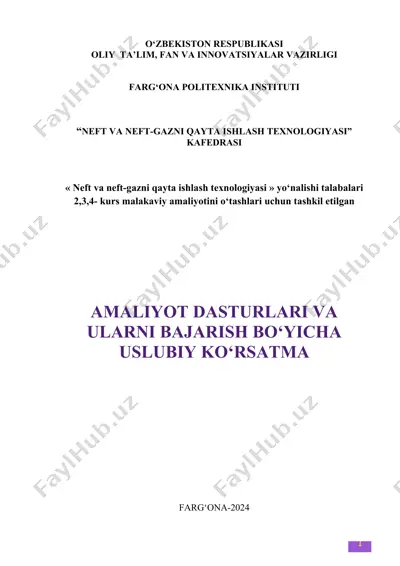 amaliyot dasturlari va ularni bajarish bo‘yicha uslubiy ko‘rsatma — DOCX