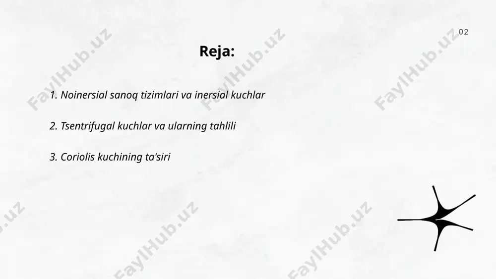 iga ta'sir ko'rsatadi. shimoliy yarimsharda koriolis kuchi oqimlarni o'ngga, janubiy yarimsharda esa chapga buradi. bu nafaqat shamollar, balki havo massalari harakatiga ham ta'sir ko'rsatadi. misol uchun, atlantika okeanidagi golfstrim oqimi shimoliy tomon buriladi. koriolis kuchi tezlikka bog'liq bo'lib, eng katta ta'sir qutblarda kuzatiladi va ekvatorda nolga teng. bu ta'sir tufayli tsiklon va antisiklonlar harakati shakllanadi. ko'rilgan ta'sirlar yerdagi global iqlim tizimlarining muvozanatida muhim rol o'ynaydi. ... t.me/slaydai_bot 4. aylanadigan sanoq tizimlari aylanadigan sanoq tizimlari kompyuter va elektronika sohasida keng qo'llaniladi. bu tizimlar sonlarni kamaytirish uchun turli asoslardan foydalanadi. masalan, eng keng tarqalgan aylanadigan sanoq tizimlari 2 (ikkilik), 8 (sakkizlik) va 16 (o'n oltilik) asosli tizimlardir. ikkilik tizimda faqat 0 va 1 raqamlari ishlatiladi, bu esa kompyuterlarda ma'lumotlarni saqlash va uzatishga mos keladi. sakkizlik tizimda 0 dan 7 gacha raqamlar qo'llanilib, ba'zi dasturlash tillarida ishlatiladi. o'n oltilik tizimda esa 0-9 raqamlari va a-f harflari ishlatiladi, bu esa ko'pincha css va htmlda …