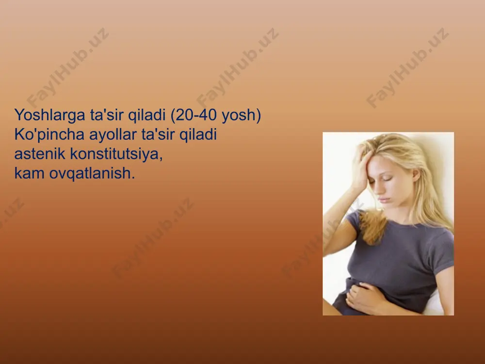 sfinkterini bo'shatish uchun turli xil tirnash xususiyati beruvchi moddalar kiritiladi, bu esa o'tning o'n ikki barmoqli ichakka chiqishiga olib keladi. chiqarilgan safro o'n ikki barmoqli ichakka kiritilgan prob orqali so'riladi . gipokinetik shaklida , stimulyator kiritilgandan so'ng, o'ng hipokondriyumda og'riqning kamayishi yoki yo'qolishi qayd etiladi . quviq refleksi zaiflashadi: o't asta-sekin, uzoq vaqt oralig'i bilan ajralib chiqadi (ko'pincha qo'zg'atuvchining takroriy kiritilishidan keyin). safro miqdori ko'payadi (norma 30-70 ml bo'lganda 100-150 ml ga etishi mumkin). giperkinetik shakli bilan , stimulyator kiritilgandan so'ng, o'ng hipokondriyumda og'riq paydo bo'lishi yoki kuchayishi mumkin. jigar yo'llaridan safro miqdori kamayadi. safro ajralish vaqti qisqaradi. tadqiqot xoletsistografiya safroga kirib boradigan yodlangan kontrast moddani og'iz orqali yuborishga asoslangan. o't pufagi xoleretik nonushta qilishdan oldin va keyin tekshiriladi. xolangiografiya - kontrastli vosita tomir ichiga yuboriladi, nazorat tasvirlari 15, 30 va 45 daqiqadan so'ng olinadi. usul qo'shimcha va intrahepatik o't yo'llarining kengayishini, o't pufagining kontraktil funktsiyasining buzilishini aniqlashga imkon beradi. …