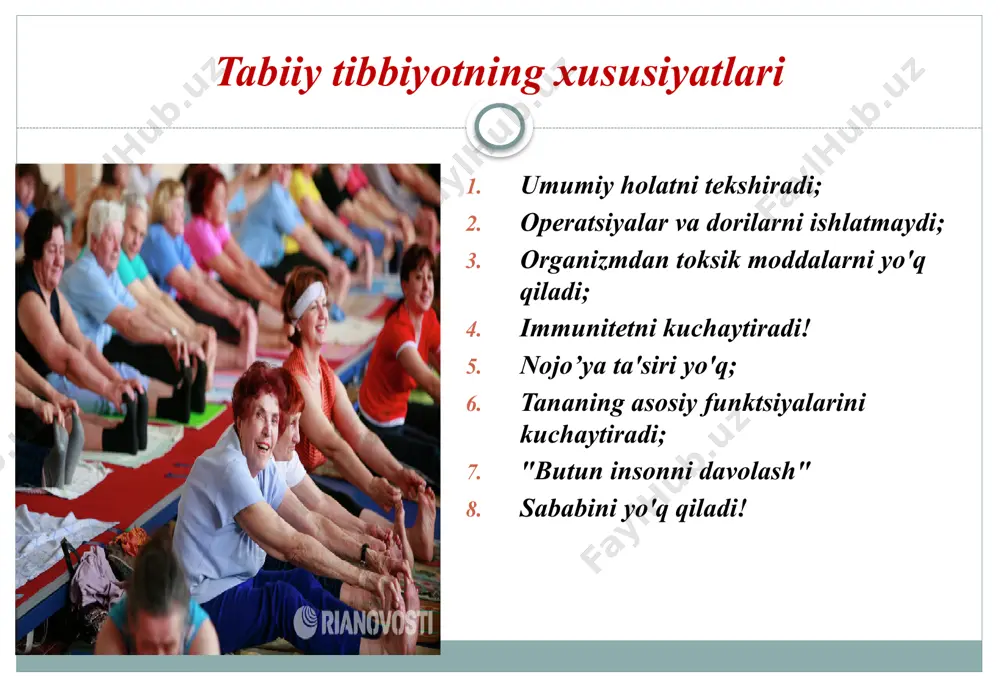 satmasi va nazorati ostida ishlatish kerak. yuqori nafas yo'llari va kbb a'zolari kasalliklarida o'simlik dori-darmonlarining asosiy ko'rsatkichlari quyidagilardir: oshqozon-ichak trakti kasalliklari uchun o'simlik dori-darmonlarining asosiy ko'rsatkichlari quyidagilardan iborat: ovqat hazm qilish tizimining funktsional kasalliklari (oshqozon yarasi bo'lmagan dispepsiya, safro yo'llarining disfunktsional kasalliklari, irritabiy ichak sindromi va boshqalar); ovqat hazm qilish tizimining surunkali kasalliklarini o'tkir va kuchayganidan keyin parvarish qilish; kasallikning mumkin bo'lgan qaytalanishining oldini olish; kimyoviy terapiya dorilarining yon ta'sirini kamaytirish maqsadida; atrof-muhitning salbiy omillariga ta'sir qilish natijasida organizmning umumiy reaktivligini pasayishi bilan; oshqozon-ichak traktining asosiy bo'limlari faoliyatini tartibga soluvchi vegetativ asab tizimining faoliyatini normallashtirish. o'simlik dorisi buyrak va siydik yo'llarining ko'pgina kasalliklari uchun ko'rsatiladi: siydik yo'li infektsiyalari (pielonefrit, sistit, uretrit); glomerulonefrit; dismetabolik nefropatiya va urolitiyoz; relapsga qarshi davo sifatida; kimyoviy terapiya dorilarining yon ta'sirini kamaytirish maqsadida; atrof muhitning salbiy omillarining buyrak to'qimalariga ta'sirini to'g'rilash va boshqalar. akupunktura (zhen-chiu-terapiya, refleksoterapiya) qadimgi xitoyda yuzlab yillar oldin paydo bo'lgan. terapevtik texnikaning dastlabki …