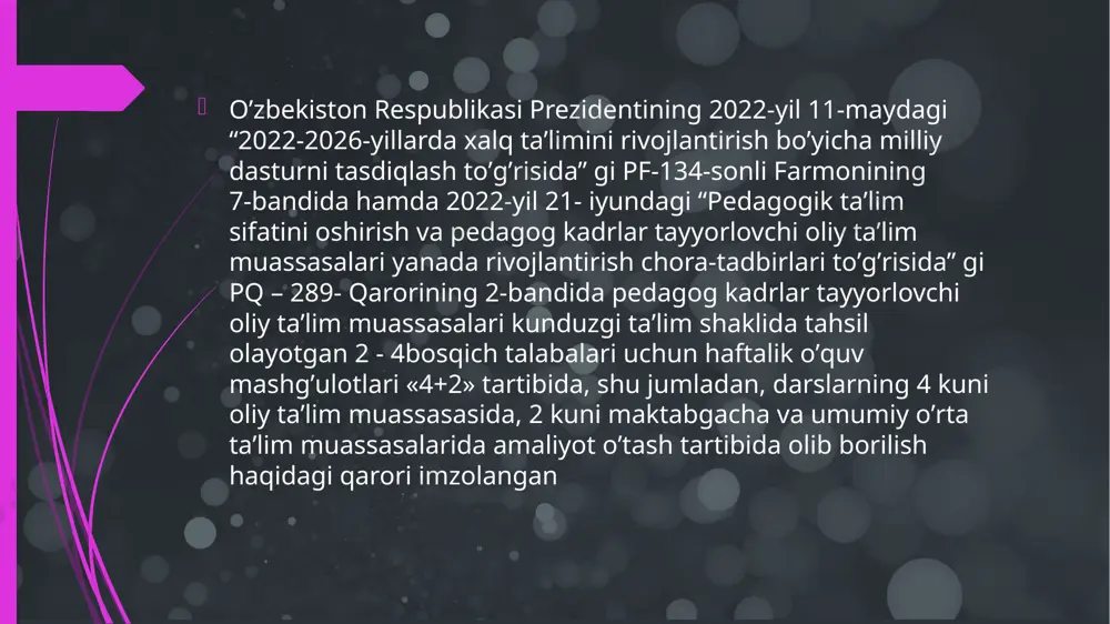 riktirilgan uztozim va boshqa matematika o’qituvchilari kirdi. ustozlar o’tgan ochiq darsimni namunali deb topishdi. men “4+2” ,alakaviy amaliyot davrida o’z bilimlarimni mustahkamladim. o’qituvchilardan kerakli bilim va metodikalarni o’rgandim. o’quvchini darsga qiziqtirish va kerakli ko’nikmalarni, darsda har xil holatlar bo’lishini va uni qanday qilib bartaraf etish kerakligini o’rgandim. 12 image1.jpeg image2.jpeg image3.png image4.png image5.png image6.png image7.png image8.png image9.png image10.png image11.png image12.png image13.png image14.png image15.png image16.png image17.png image18.png image19.jpg image20.jpg