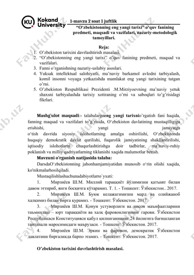 o‘zbekistonning eng yangi tarixi — DOCX