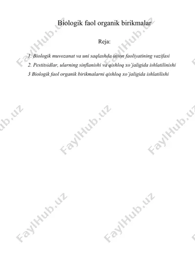 biologik faol organik birikmalar — DOCX