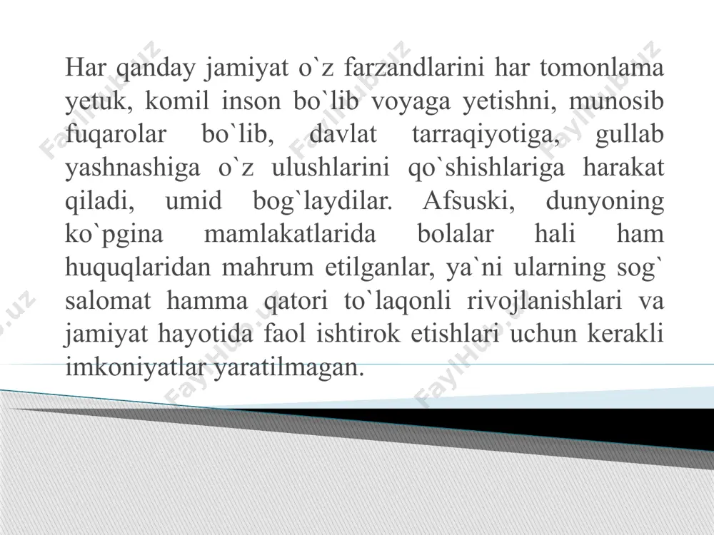 oligofrenopedagogika (yunoncha “oligos” — kam, fren — aql), so`zlaridan olingan, — aqliy tomondan zaif bolalarning ta’lim-tarbiyasi bilan shug‘ullanadigan fan; logopediya (yunoncha “logos” — so`z, padeo — tarbiya so`zlaridan olingan) — og‘ir nutq nuqsonlarini o`rganish, oldini olish, bartaraf etish yo‘llari, usullarini o`rganadigan fan. defektologiya fanida maxsus yordamga muxtoj - anomal bolalarning turli xil toifalari ustida ish olib boriladi. ular quyidagilardir: 1) eshitish kamchiliklariga ega bo‘lgan bolalar (tug‘ilishdan kar, zaif eshituvchi bolalar'', keyinchalik zaif eshituvchi bo‘lib qolgan bolalar); 2) ko`rish qobiliyati zaif (ko`r, zaif ko`ruvchi bolalar); 3) oligofren (debil, imbetsil, idiot bolalar); 4) og‘ir nutqiy nuqsonlari bor bolalar; 5) harakat-tayanch a’zolarida kamchiliklari bo`lgan bolalar; 6) ruhiy rivojlanishi orqada qolgan bolalar. 7) kompleks nuqsonli ko`r-kar-soqov bolalar; kelib chiqishiga ko`ra anomaliyalar orttirilgan tug`ma oligofreniya yunoncha “oligos” — kam, oz “fren” — aql so`zlaridan olingan bo`lib, esi past, aqli past demakdir. oligofren bolalar markaziy nerv sistemasining organik kasalliklari natijasida bilish faoliyati pasayib ketishi va bu …