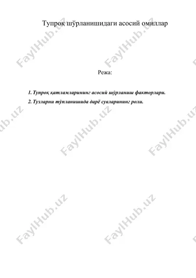 тупроқ шўрланишидаги асосий омиллар — DOC
