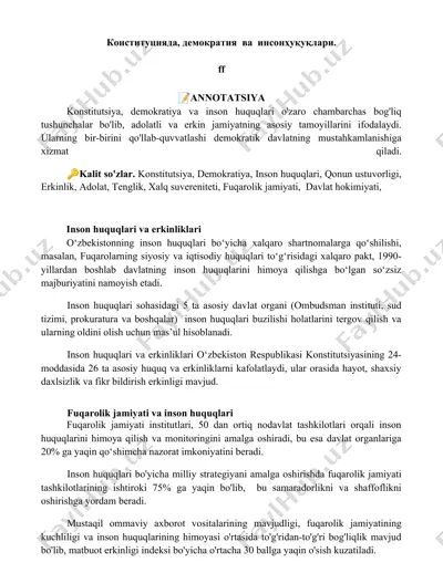 inson huquqlari va erkinliklari — DOCX