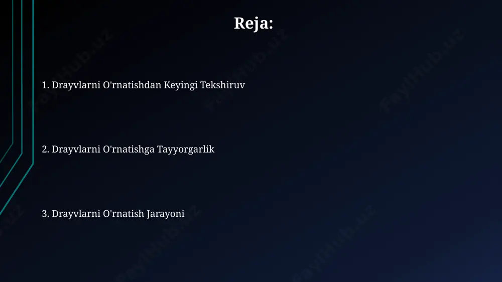 ingiz yoki o'rnatishingiz mumkin, bu esa tizimingizning barqarorligi va ishlashini yaxshilaydi. agar windows avtomatik ravishda mos keladigan drayverni topa olmasa, qurilma id raqamini qo'lda qidirish orqali kerakli drayverni ishlab chiqaruvchining veb-saytidan yuklab olishingiz mumkin. ishlab chiqaruvchining veb-saytidan drayverlarni yuklab olish ishlab chiqaruvchining veb-saytida siz 64-bit yoki 32-bit operatsion tizimingiz uchun mos keladigan drayverni topishingiz kerak, chunki noto'g'ri tanlov tizimning ishlashida muammolarga olib kelishi mumkin. drayverlarni yuklab olgandan so'ng, ularni ehtiyotkorlik bilan o'rnating va o'rnatish jarayonida ko'rsatmalarga amal qiling. ba'zi hollarda, drayverlarni o'rnatishdan oldin eski drayverlarni o'chirib tashlashingiz kerak bo'lishi mumkin. noto'g'ri o'rnatilgan drayverlarni olib tashlash drayverlarni to'liq o'chirish uchun 3-tartibli dasturlar, masalan, display driver uninstaller (ddu) yordamida tizimni qayta ishga tushirgandan keyin toza o'rnatishni amalga oshirishingiz mumkin, bu eski yoki buzilgan fayllarni tozalashga yordam beradi. noto'g'ri o'rnatilgan drayverlarni windows 10 da "device manager" orqali topib, o'ng tugmachani bosib "uninstall device" opsiyasi yordamida o'chirib tashlashingiz mumkin, ba'zi hollarda "delete the driver …