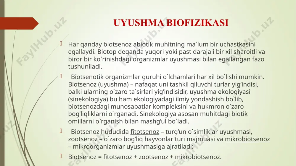uyushma, ekosistema va biosferaning biofizik asoslari - Page 5