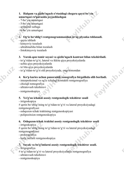 radiologik tekshiruv usullari haqida ma'lumotlar — DOCX