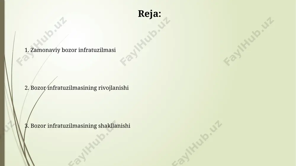 lar moliyalashtirishning yetarli emasligi tufayli to'xtab qolishi mumkin, bu esa iqtisodiy o'sish sur'atlariga salbiy ta'sir ko'rsatadi. texnologik yangilanishlar va raqamlashtirishning past darajasi tufayli infratuzilma samaradorligi 25% gacha pasayishi mumkin, bu esa transport va logistika xarajatlarining oshishiga olib keladi. tovar-xom ashyo bozori infratuzilmasi 2023 йилда товар-хом ашё бозори инфратузилмасини яхшилашга 50 та лойиҳа амалга оширилди, уларнинг 30%и экспорт салоҳиятини оширишга қаратилган. товар-хом ашё бозоридаги операцияларнинг 75%и электрон тизимлар орқали амалга оширилмоқда, бу коррупция даражасини 15% га камайтирди ва шаффофликни оширди. regulyatorlik muhit va uning roli таъминловчилар учун аниқ ва шаффоф қоидаларни белгилаш, масалан, 30 дан ортиқ лицензия талабларини қисқартириш орқали, бозорнинг самарадорлигини 20% га оширишга ёрдам беради. менталитет ва коррупция даражаси каби номоддий омилларни ҳисобга олган ҳолда, тартибга солиш муҳитини яхшилаш бўйича стратегияларни ишлаб чиқиш, инвесторлар ишончини оширишга хизмат қилади. axborot texnologiyalarining ta'siri sun'iy intellekt va mashinani o'rganish algoritmlari yordamida, bozor tahlillari aniqligi 15% ga oshib, investorlar uchun yangi imkoniyatlar yaratiladi …