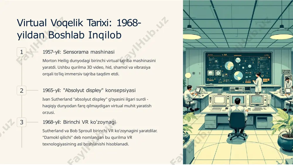irik vr ta'lim platformasi hisoblanadi. spatial ai markazi o'zbekistonning birinchi spatial ai markazi ta'lim, sog'liqni saqlash va sanoatda inqilob yaratmoqda. bu markaz mahalliy mutaxassislarni tayyorlash va global tajribalarni o'rgatishda muhim rol o'ynaydi. it park qo'llab-quvvatlashi it park va mahalliy startaplar vr sohasida innovatsiyalarni ilgari surib, o'zbekistonni mintaqaviy texnologiya lideriga aylantirishga harakat qilmoqda. o'zbekistonda vr kelajagi tashkentdagi eon reality spatial ai markazi o'zbekistonning raqamli kelajagining ramzi hisoblanadi. bu markaz nafaqat mahalliy mutaxassislarni tayyorlaydi, balki global vr va ar texnologiyalarini mahalliy ehtiyojlarga moslashtirishda ham muhim rol o'ynaydi. "virtual voqelik texnologiyasi bizning ta'lim tizimimizni tubdan o'zgartirib, o'zbekistonni raqamli dunyoda yetakchi davlatga aylantirishga yordam beradi." vrning amaliy tatbiqlari: ta'limdan sanoatgacha ta'lim sohasi vr yordamida murakkab kasbiy ko'nikmalarni interaktiv o'rganish imkoniyati. talabalar xavfli yoki qimmat tajribalarni virtual muhitda amalga oshiradilar, bu esa ta'lim samaradorligini sezilarli darajada oshiradi. turizm va sayohat 360° foto va video turlar orqali masofadan sayohat va ko'rgazmalar. foydalanuvchilar uydan chiqmasdan dunyoning istalgan …