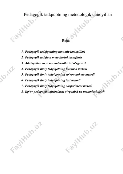 pedagogik tadqiqotning metodologik tamoyillari — DOC