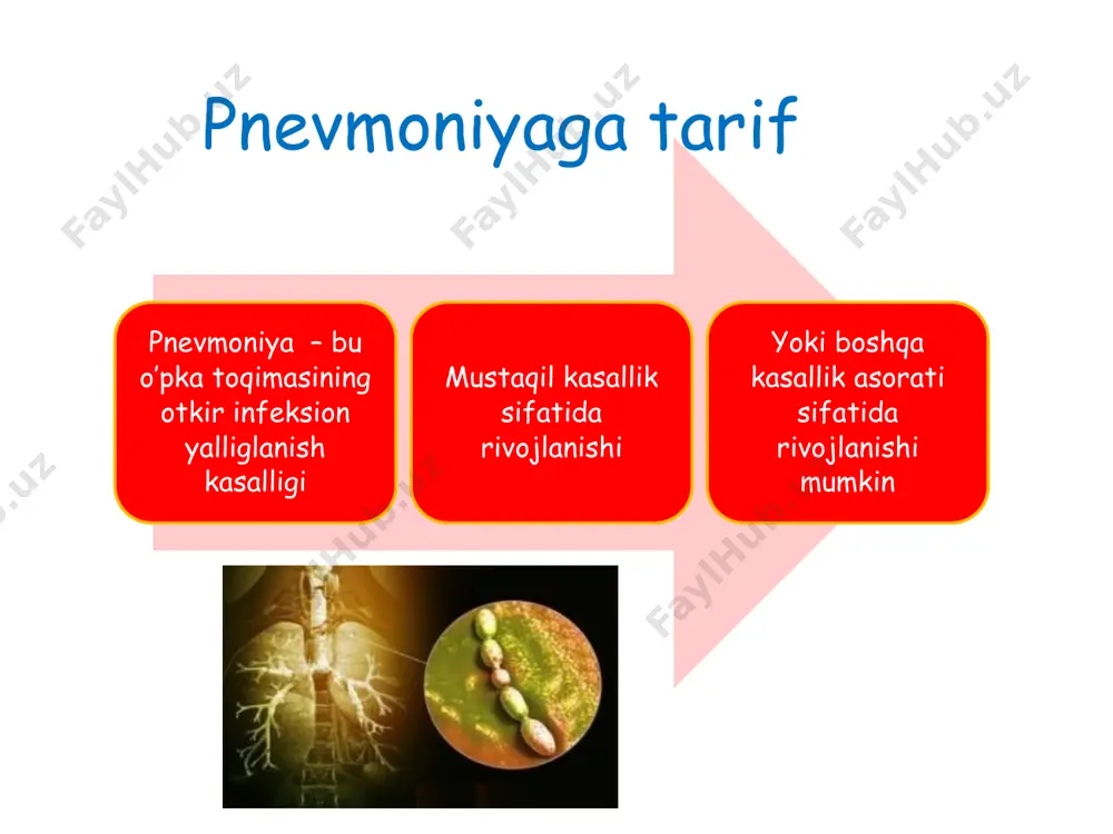 kattalashuvi. o’pkda mayda xirililash va krepitatsiya eshitiladi, intranatal pnevmoniya klinikasi 1 variant. bosh miya travmasi va asfiksiyasi bilan tug’ilgan bolalarda uchrab, asosan o’pka zararlanishi infeksion xarakterga ega bo’lmay balki nevrologik, yurak qon tomir va moddalar allmashinuvi buzilishi bilan kechadi. bunday bolalar silverman shkalasi bo’yicha 4-6 ballga baxolanadi. o’tkazilgan ratsional yordamga qaramay chaqaloq xolati yaxshilanmaydi. gipoksemiya va giperkapniya kuchli rivojlanganligi uchun ивл tavsiya qilinadi. intranatal pnevmoniya klinikasi 2 variant, tug’ilgandan so’ng oraliq ‘’yoriqliq’’, yani nafas buzilishi xolati kuzatilmaydi. o’choqli aspiratsion pnevmoniya rivojlanishiga 3- 5 soat yetarli bo’ladi. qo’shilib ketgan pnevmoniyaga esa aspiratsiadan so’mg 24 soat so’ng nafas yetishmo- vchiligi simptomlari ortib boradi, nafasda qo’shimcha muskular ishtirok etib xansirash kuchayadi apnoe boshlanadi, kasalikning boshida bolalarda qo’zgaluvchanlik boshini orqaga tashlash xarakatlari betartib bo’ladi. keyinchalik bola boshashib emmay qoyadi (emish refleksi yoqoladi). intranatal pnevmoniya klinikasi oy kuni yetib tugilgan bolalarda kasallikning birinchi kunlari tana xarorati yuqori boladi. bunday bolalarda diareya, yiringli otit, kon’yuktivit, ogzidan …