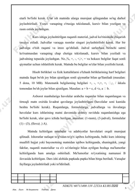 iya etilmaydi. turli xil jismoniy tabaqalardan iborat bo'lgan chekka tarmoqlari to'g'ri ishlashi uchun, uchta asosiy shart bajarilishi kerak: · tarmoqdagi stantsiyalar soni 1024dan oshmasligi (koaksiyal segmentlar uchun cheklovlarni hisobga olgan holda). · tarmoqning ikkita eng uzoq stansiyalari orasidagi signalni tarqatishning ikki marta kechikishi (path kechiktirish qiymati, pdv) 575 bitlik oraliqlardan oshmaydi. · kadrlar orasidagi masofa 49 sekunddan ortiq intervalgacha ko'paytiriladi. (ramkalarni yuborish vaqtida stantsiya 96 bitli intervalgacha dastlabki interfeysni ta'minlaydi). 64-variant. segment 1 10base-5 600 segment 2 10base-2 200 segment 3 10base-t 400 segment 4 10base-fb 50 segment 5 10base-fl 50 segment 6 foirl 10 segment 7 10base-5 1000 segment 8 10base-2 105 segment 9 10base-t 100 1 2 3 1-rasm. har xil fizik standartlardan va segmentlardan iborat bo’lgan ethernet tarmog’iga misol. hisoblash: pdv hisoblashda har bir simni kesilish joyidan segmentni jadval asosida kechikishlarni hisoblashdan iborat, ( berilgan jadval asosida signallarning kechikishi 1m kabel segment uzunligi bilan ko'paytiriladi), shundan keyin …
