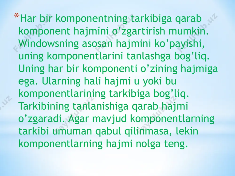 windowsning asosiy komponentlari, ba’zaviy tizim, ish rejalari - Page 4