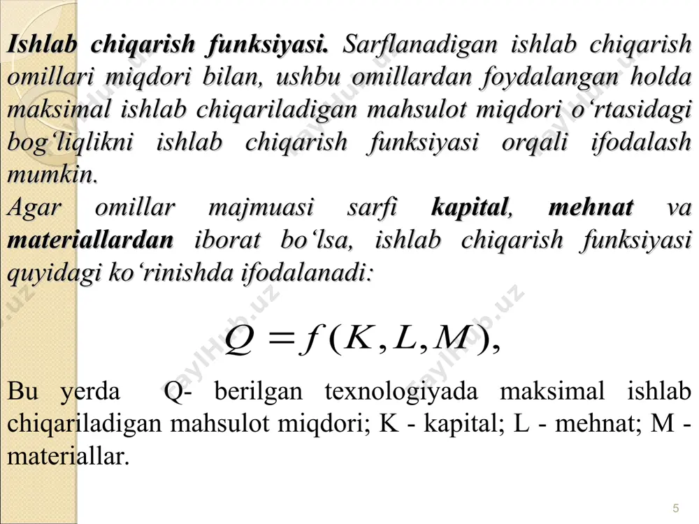 ishlab chiqarish nazariyasi va uning modellari - Page 5