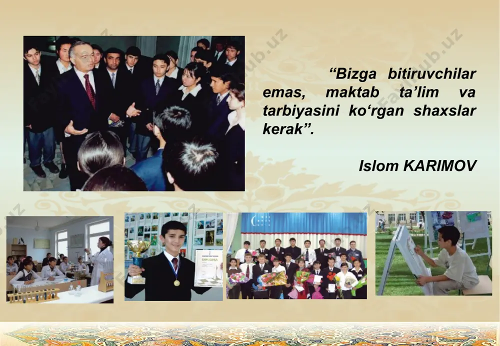 loqiy tamoyilni o’zida namoyon etadi, yoqimli insoniy xatti-harakatlarning majmuidir. "kishi chiroyiga ichki dunyosi eshdir, yuz ko’rki bilan uning fe'l-atvori tengdir". (zero, insonni go’zal qilib ko’rsatadigan uning chiroyi emas, balki chiroyli xulqidir). yusuf xos hojib 8 namunali xulq salomlashish odobi jamoat joylarida o‘zini tutish odobi rostgo‘ylik so‘zlashish odobi halollik fidoyilik kiyinish odobi vaqtni qadrlash 9 vatan – tug’ilgan makon: oila, shahar, mamlakat. vatan so‘zining ma'nosi keng bo‘lib, inson tug‘ilgan, voyaga yetgan xonadon, mahalla, qishloq va shahar vatan ichidagi kichik vatandir. xalqimizning tarixiga nazar tashlasak eng qimmatli an'analar: halollik, rostgo‘ylik, or-nomus, sharm-hayo, mehr-oqibat, mehnatsevarlik kabi barcha insoniy fazilatlar eng avvalo oilada shakllangan. islom karimov vatanparvarlik har qanday axloqiy tarbiyaning o‘zagidir 10 vatanparvarlik – eng ma'lum va mashhur tamoyil. u insonning o‘z vataniga muhabbatini, uni asrab-avaylashga bo‘lgan ishtiyoqini anglatuvchi axloqiy tushuncha. inson o‘zligini anglagani, nasl-nasabini chuqurroq bilgani sari yuragida vatanga muhabbat tuyg‘usi ildiz otib, ulg‘aya boradi. bu ildiz qancha teran bo‘lsa, tug‘ilib o‘sgan …