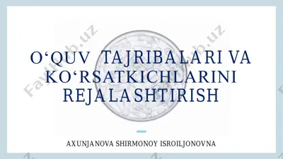 o‘quv tajribalari va ko‘rsatchiklarini rejallashtirish — PDF