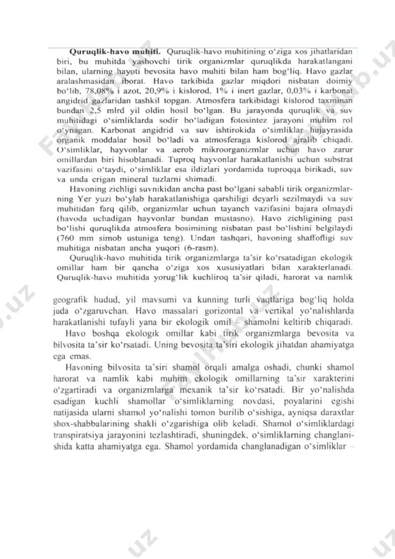 tsidlarning to’planishi va organizmlarning nobud bo’lishi, tuproq hosil bo’lish jarayoniga va unumdorlikning pasayishiga sabab bo’ladi. tuproq ifloslanishi qishloq xo’jalik ekinlariga meyyoridan ortiq mineral o’g’itlar berilishi ham sabab bo’ladi. bunda tuproqning holati e’tiborga olinishi lozim. bundan tashqari yoqilg’i-surkov moylarini saqlash va tashishda ham ifloslanadi. bu moddalar tuproqning biologik aktivligini pasaytiradi. neft qazish va qidiruv ishlari ham tuproqni ifloslanishiga olib keladi, natijada tuproq yuzasida bitum hosil bo’ladi, shuningdek burg’ulash ishlarida foydalaniladigan suyuqliklar tuproqni sho’rlanishiga olib keladi, bu esa shu erdagi o’simliklarni nobud bo’lishiga sabab bo’ladi. havodan sanoat chiqindilari hisoblangan turli xil chiqindilar atmosfera yog’inlari bilan tuproqga tushib, uning hususiyatlarini o’zgartiradi. tuproq maishiy xo’jalik chiqindilari bilan ham ifloslanadi. bunga turli xildagi ahlatlar, politelin plyonkalar va boshqa xil qadoqlash chiqindilari tuproqni ifloslaydi. o’zbekiston respublikasida «yer haqidagi kodeks» 1998 yil joriy etildi. bundan tashqari yerdan to’g’ri foydalanish, uni muhofaza qilish va yer yagona davlat mulki ekanligi qayd etilgan, bir qancha qarorlar qabul qilingan. mamlakatimizda yerdan …