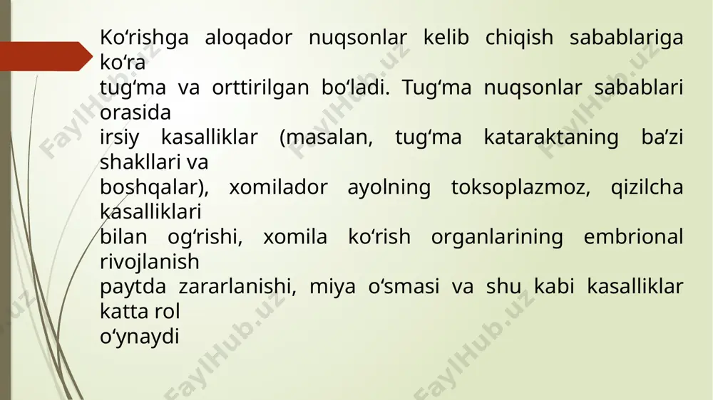 tual rivojlanish imkoniyatiga egadirlar. logopediya - nutq buzilishlari haqidagi maxsus ta’lim va tarbiya vositasida nutq buzilishlarini o‘rganish, tuzatish va oldini olish haqidagi pedagogik fandir.logopediyaning predmeti - nutqida nuqsoni bo‘lgan shaxslarni o‘qitish va tarbiyalashning qonuniyatlarini o‘rganish. logopediya fanining vazifalari quyidagilardan iborat: -turli xil nutq kamchiliklari bor kishilarning nutq faoliyati ontogenezini o‘rganish. -nutq kamchiliklarining sabablari va simptomatikasi, ularning turlari, kelib chiqish mexanizmlarini o‘rganish, darajasini aniqlash. e’tiboringiz uchun rahmat! image1.png image2.png /docprops/thumbnail.jpeg