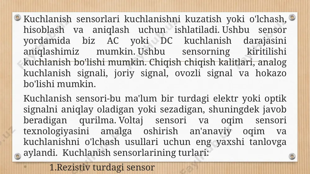 sh uchun ishlatiladi (masalan, anakartlarda, o'rnatilgan tizimlarda, mobil telefonlarda). standart kuchlanish + 5v yoki +3.3 v ni tashkil qiladi, ammo boshqalarga ham ruxsat beriladi.klassik adreslash 16 ta ajratilgan manzilga ega 7 bitli manzil maydonini o'z ichiga oladi. acs712 sensorining arduino unoga ulanishi sxemasi kuchlanishni o’lchash va boshqarish tasviri xulosa xulosa sifatida shuni aytishim mumkinki , acs712 sensori kuchlanishni o’lchashda eng qulay hisoblanadi . har qanday adc ning aniqligi mos yozuvlar kuchlanish manbasining barqarorligiga bog'liq. shuning uchun, ta’minot kuchlanishi beqaror bo’lsa o'lchovlar aniq bo'lishi mumkin emas. ammo, agar acs712 sensorining ta’minot kuchlanishi adc mos yozuvlar kuchlanishi bo'lsa, uning chiqish kuchlanishi mos yozuvlar kuchlanishining tebranishlari tufayli har qanday analog-raqamli konversiya xatolarini qoplaydi. ko'rib turganingizdek, yuqoridagi sensor elektronika va elektr tizimlarida muhim komponent hisoblanadi. shuning uchun, boshqa ko'plab hayotiy dasturlar qatorida ortiqcha yuklanishni oldini olish uchun uni barcha elektr jihozlariga ulashingiz mumkin. foydalanilgan adabiyotlar 1.x.yu.a basxanova, u.b.amirsaidov mikroprotsessorlar toshkent - 2016 2.x umarov …