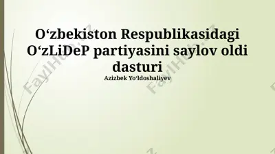 oʻzlidep saylovoldi dasturi — PPTX