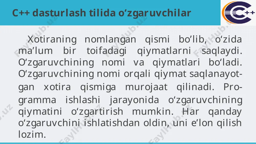 2-laboratoriya mashg’uloti. c++ dasturlash tilida tiplar va o‘zgaruvchilar - Page 5