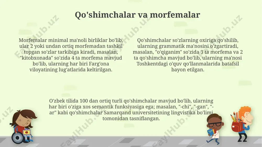 qôshimcha va morfema. qôshimchalarning ma'no vazifasiga koʻra turlari - Page 4
