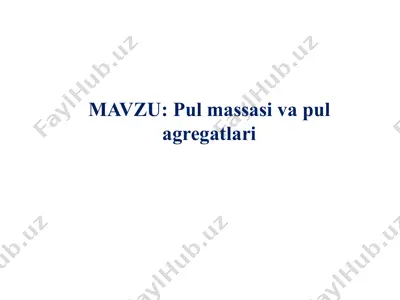 pul massasi va pul agregatlari — PPTX