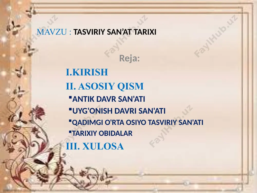 a'limiy-didaktik, tarbiyaviy, rivojlantiruvchi maqsad- larni to'g'ri qo'ya bilish va ularni amalga oshirish. darsda ta'limning faol usul va uslublarni qo'llay bilish. 3. dars jarayonida xalq pedagogikasi an'analarini, jahon pedagogikasi, ruhshunosligi borasida yaratilgan yangiliklarni sintetik tarzda ishlatish. «zamonaviy talablar» tushunchasi san'at va fan sohasidagi yutuqlar janliyatning rivojlanish darajasini hisobga olgan holda, darsga qo'yilgan talablar bo'lib, tasviriy san'at o'qitishning maqsad va vazifalariga mos tarzda keyingi o'quv-kasbiy hamda pedagogik faoliyatiga tayyorlashda xizmat qilishni bildiradi. tasviriy san'at darslarida milliy merosimiz, qadriyatlarimiz, madaniyatimiz, san'atimiz, buyuk ajdodlarimiz o'gitlari, hikmatga tola hadislarimiz, asotirlar, rivoyatlardan unumli foydalanib borish maqsadga muvofiqdir. ma'lumki, keyingi yillarda tajribali metodist olimlar, ruhshu-noslar va amaliyotchi-o'qituvchilarning o'quv jarayonini tahlil qilish sohasida o'tkazilgan tadqiqotlari dars samaradorligini oshi-rishi, pedagogik va didaktik shart-sharoitlarga bog'liq ekanligini ko'rsatmoqda. eng muhim shart-sharoitlar quyidagilar: - yangi avlod darsliklari, didaktik va metodik o'quv ko'rgazmali qurollar hamda o'qitishning innovatsion, pedagogik va axborot texnologiya vositalari bo'lishi; o'qituvchi bilan o'quvchilar o'rtasida o'zaro munosabatlar bo'lishi; guruhda yaxshi psixologik …