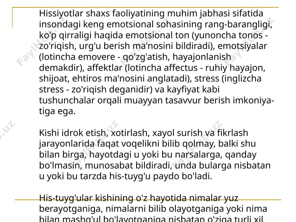 'rinishdagi harakatlar o'zlarining yuzaga kelishiga ko'ra ixtiyorsiz va ixtiyoriy turkumlarga ajratiladi. odatda psixologiyada ixtiyorsiz harakatlar anglanilgan yoki yetarli darajada anglanmagan istak, xohish, tilak, mayl, ustanovka va shu kabilarning ichki turtki ta'sirida paydo bo'lishi natijasida ro'yobga chiqadi. mazkur istak va uning boshqa shakllari impulsiv (lotincha impulsus - ixtiyorsiz qo'zg'alish ma'nosini anglatadi) xususiyatga ega bo'lib, inson anglamaganligi uchun ma'lum obyektga qaratish yuzasi- dan rejalashtirilmagan, hatto ko'zda tutilmagan bo'ladi. insonning favquloddagi vaziyatda yuzaga keladigan sarosimalik affekti, dahshat, hayajonlanish, ajablanish, shubhalanish va shunga o'xshash boshqa mohiyatli, har xil shakldagi xatti-harakatlari ixtiyor- siz turkumdagilarga yorqin misoldir. undagi atamalar ma'nosi, aks etish imkoniyati bundan oldingi hissiyot to'g'risidagi ma'lumotlarda keng ko'lamda bayon qilingan. boshqa kategoriyaga taalluqli harakatlar ixtiyoriy harakatlar deb nomlanib, ular maqsad ko'zlash, maqsadni anglashni va uni amalga oshirishni ta'minlovchi operatsiyalar, usullar va vositalarni shaxs o'z miyasida tasavvur qilishni, samaradorligini taxminan baholashni taqozo etadi. o'zining mohiyati bilan tafovutlanib turuvchi ixtiyoriy harakatlarning alohida guruhini irodaviy harakatlar deb …