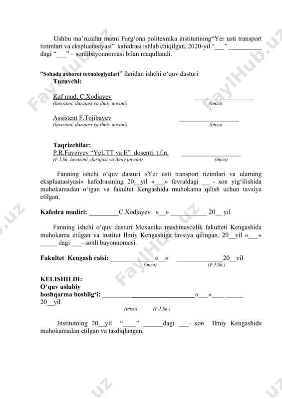 port tizimlarida kommunikasion infratuzilma…………………....... 8 yo`l harakati xavfsizligini oshirishning zamonaviy tizimlari………………………. 9 yo`l harakatini tashkil etishda intellektual tizimlar………………………………… 10 avtomobil transportida axborot tizimlari integrasiyasi……………………………... 11 avtotransportda telematik tizimlar…………………………………………………. 12 yo‘l xo‘jaligida telematik tizimlar…………………………………………………... 13 transport vositasining texnik ekspluatatsiyasi monitoringi…………………………. foydalanilgan adabiyotlar ro‘yxati 1-ma’ruza kirish. sohada axborot texnologiyalarining strukturasi, tavsifi va terminlari. maqsad: avtomobil transporti sohasidagi axborot texnologiyalarining yaratilish va rivojlanishi qisqacha tarixi, “transportda axborot texnologiyalari” va “intellektual transport tizimlari”ning zamonaviy tavsif va terminlari haqida tushunchalar berish, avtomobil transportida qo‘llaniladigan turli aloqa vositalari turlari, ularning ish prinsiplarini o‘rganish va tahlil qilish.. reja: 1. kirish.axborot texnologiyalarining umumiy tushunchalari. 2. axborot texnologiyalarining rivojlanish bosqichlari. 3. avtomatlashtirilgan ish joylari. kalit so‘zlar: axborot texnologiyalari (at), intellektual transport tizimi (itt), avtomatlashtirilgan axborot texnologiyalari (aat), avtomatlashtirilgan ish joylari (aij), tvabt - transport vositalarini avtomatlashtirilgan boshqaruv tizimlari, at (avtomobil transporti), ht(harakatlanuvchi tarkib), radio aloqa, kv diapazon, karpyuter, magistral aloqa. 1. kirish.axborot texnologiyalarining umumiy tushunchalari. transport tizimining eng muhim …