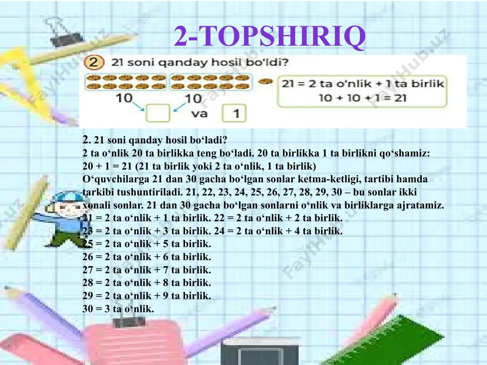 matematika darsi - 21 dan 100 gacha bo'lgan sonlar mavzusi - Page 3