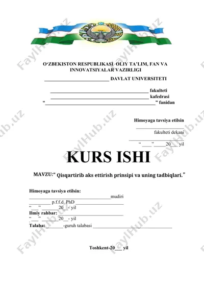 qisqartirib aks ettirish prinsipi va uning tadbiqlari — DOCX