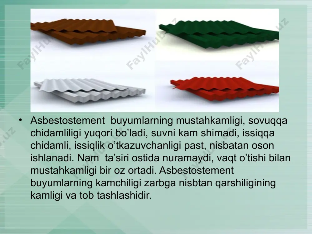 asbestostement listlarini va quvirlarni qoliplash jarayoni - Page 5
