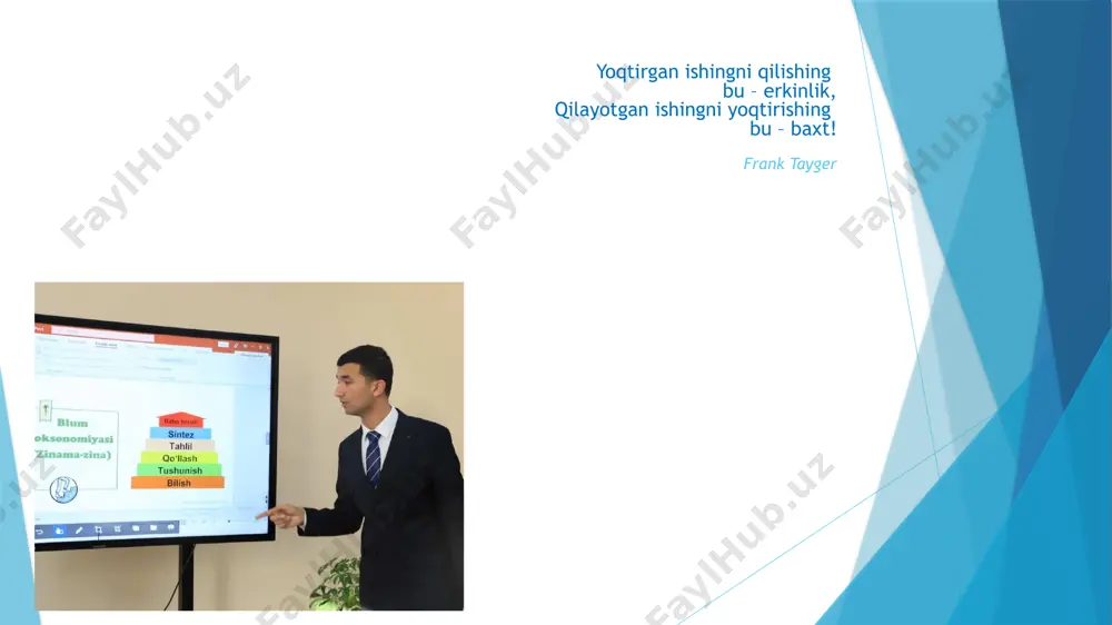 dual yondashishni, uning shaxsini hurmat qilishni, unga ishonch bildirish taqozo etiladi. qolaversa, shaxsga yoʻnaltirilgan taʼlim oʻqitish jarayonining ishtirokchilari oʻqituvchi-oʻquvchi yoki oʻquvchi-oʻquvchi, oʻquvchi-oʻquvchilar guruhi, oʻquvchi-oʻquvchilar jamoasi tarzida oʻzaro hamkorlikda bilim olish, shaxs sifatida kamol toptirish uchun qulay pedagogik sharoitni yaratish zaruriyatini ifodalaydi. таълим кеча ва бугун 8 ijodkorlik va ilgʻor gʻoyalarni ilgari surish tanqidiy fikrlash va muammolarni hal qilish raqamli savodxonlik oʻrganishni oʻrganish muloqot qilish hamkorlik qilish va jamoaviylik 6 hissiy aql 7 ijtimoiy majburiyatlar xxi asr ko‘nikmalari musiqa darslarida “4k” modelini qo‘llash bugungi kunda maktab ta’limida o‘quvchilarda xxi asr ko‘nikmalarini shakllantirishda “4k” modelini qo‘llash joriy etildi. ushbu o‘quv yilida ilg‘or tajribalar asosida yaratilgan boshlang‘ich sinf darliklari ham ta’lim oluvchilarda aynan ushbu ko‘nikmalarni rivojlantirishga qaratilgan. barcha fanlar barobarida musiqa fani ham shu ko‘nikmalarni rivojlantirishga xizmat qilishi kerak. xo‘sh, musiqa darslarida ushbu model qanday joriy etiladi? musiqa fani o‘qituvchilari ushbu vazifani qay tariqa bajarishadi? har bir o‘qituvchi zamon bilan hamnafas bo‘lib, o‘quvchilarini …